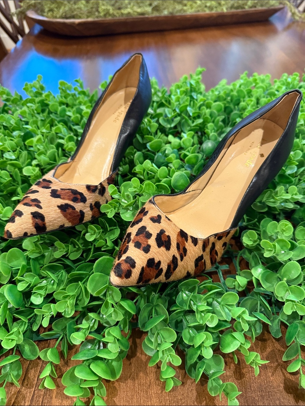 ***Kate Spade***Leopard Print Pointed Toe D'Orsay Pumps - Black & Tan